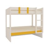 Adona Primera Light Wood Grain Finish Twin Bunk Bed With Right Ladder - Mango Yellow