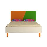 Adona Fiona Kids Queen Bed with Solid Wood Legs and Dual Color Headboard - Orange Green