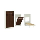 Adona Mystica Murphy Wall Folding Single Bed With Wooden Handle - Brown