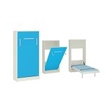 Adona Mystica Murphy Wall Folding Single Bed With Wooden Handle - Blue