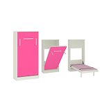 Adona Mystica Murphy Wall Folding Single Bed With Wooden Handle - Pink