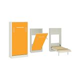 Adona Mystica Murphy Wall-Folding Single Bed With Wooden Handle- Yellow