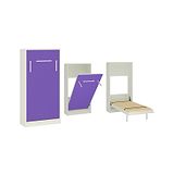 Adona Mystica Murphy Wall Folding Single Bed With Wooden Handle- Purple