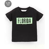 Ruff Half Sleeves T-Shirt Florida Print - Black