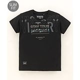 Ruff Half Sleeves T-Shirt Text Print - Black