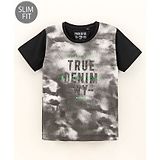 Ruff Half Sleeves T-Shirt True Denim NY Camo Print - Black