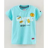 Noddy Half Sleeves Camping Print T Shirt - Blue