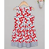 Budding Bees Sleeveless Cherry Print Dress - Red