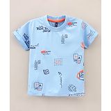 Little Kangaroos Half Sleeves All Over Printed T-Shirt - Blue