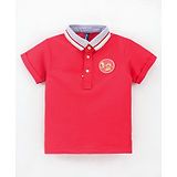 Little Kangaroos Half Sleeves T-Shirt With Patch - Red