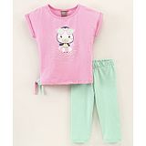 Little Kangaroos Short Sleeves Top & Leggings Animal Print - Pink