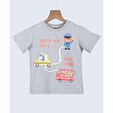 Beebay Half Sleeves Fun Ride Graphic Print Tee - Grey