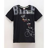 Little Kangaroos Half Sleeves T-Shirt Multi Print - Black