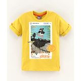 Little Kangaroos Half Sleeves Cotton T-shirt Skating Graphics - Yellow