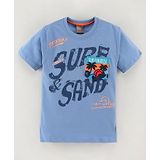 Little Kangaroos Half Sleeves T-Shirt Text Print - Blue