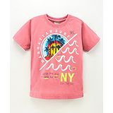 Little Kangaroos Half Sleeves T-Shirt Text Print - Chalk Pink