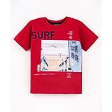 Little Kangaroos Half Sleeves Cotton T-shirt Placement Print - Red