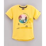 Little Kangaroos Half Sleeves T Shirt Trees Print - Yellow