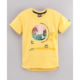 Little Kangaroos Half Sleeves T Shirt Trees Print - Yellow