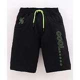 Little Kangaroos Knee Length Cotton Lycra Bermuda Text Printed - Black