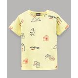 Little Kangaroos Half Sleeves Printed T Shirt  - Yellow