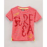 Little Kangaroos Half Sleeves Striped T Shirt - Red