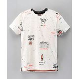 Little Kangaroos Half Sleeves T-Shirt Multi Print - White