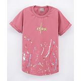 Little Kangaroos Half Sleeves T-Shirt Text & Splash Print - Pink