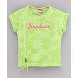 Little Kangaroos Short Sleeves Top Leaf Print - Green