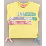 Little Kangaroos Sleeveless Top Leaf Print - Lemon Yellow