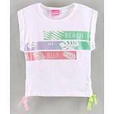 Little Kangaroos Sleeveless Top Leaf Print - White