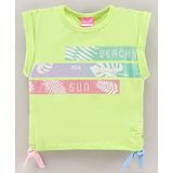 Little Kangaroos Sleeveless Cotton Top Text Print - Light Green