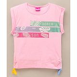 Little Kangaroos Sleeveless Cotton Top Text Print - Pink