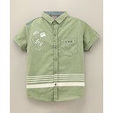 Little Kangaroos Half Sleeves Shirt Skate Print - Olive Green