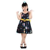 Naughty Ninos Sleeveless Floral Printed Flared Dress - Black