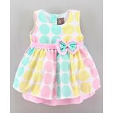 Little Kangaroos Sleeveless Frock Polka Dots Print - White Pink Blue