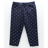 Little Kangaroos Full Length Knitted Printed Leggings- Navy