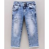 Vitamins Washed Capri Length Denim Jeans - Blue