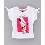 Vitamins Half Sleeeves Top Bird Print - White