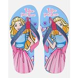 Kidsville Barbie Print Flip Flops - Blue