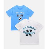 Lilpicks Couture Pack Of 2 Half Sleeves The Final Score Print Tee - Blue And White