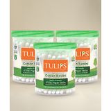 Tulips Biodegradable Cotton Buds Swabs Pack of 3 - 100 Pieces Each