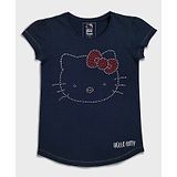 Kidsville Short Sleeves Hello Kitty Rhinestones Embellished Tee - Navy Blue