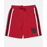 Kidsville Spiderman Logo & Side Strips Printed Shorts - Red