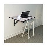 Muren Foldable Wall Mount Table Set For Study Office Work With Round Corner Rectangular Floating Wood Shelf Stand for Laptop Reading & Writing Collapsible Bracket Desk Living Room