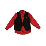 Actuel Full Sleeves Printed Shirt With Waistcoat - Black