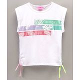 Little Kangaroos Sleeveless Top Text & Leaf Print - White