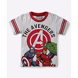 Bonkids 100% Cotton Half Sleeves Marvels Avenger Captain America Iron Man & The Hulk Printed Tee - Grey