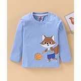 Babyhug Full Sleeves T-Shirt Fox Print - Sky Blue