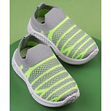 Jazzy Juniors Striped Sneakers - Grey & Green